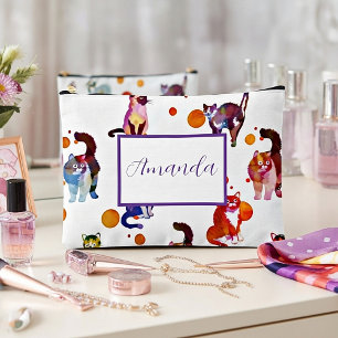 Pochette À Accessoires Chats colorés personnalisés