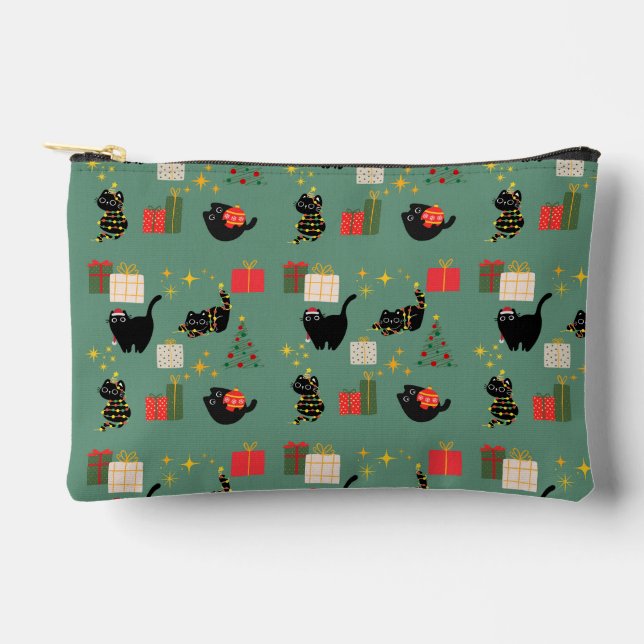 Pochette À Accessoires Chats de Noël drôles (Recto)