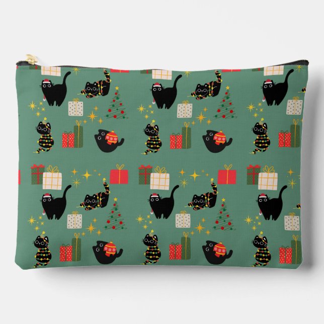 Pochette À Accessoires Chats noirs de Noël (Recto)