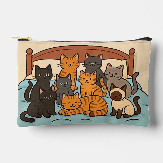 Pochette À Accessoires Chats sur un lit (Recto)