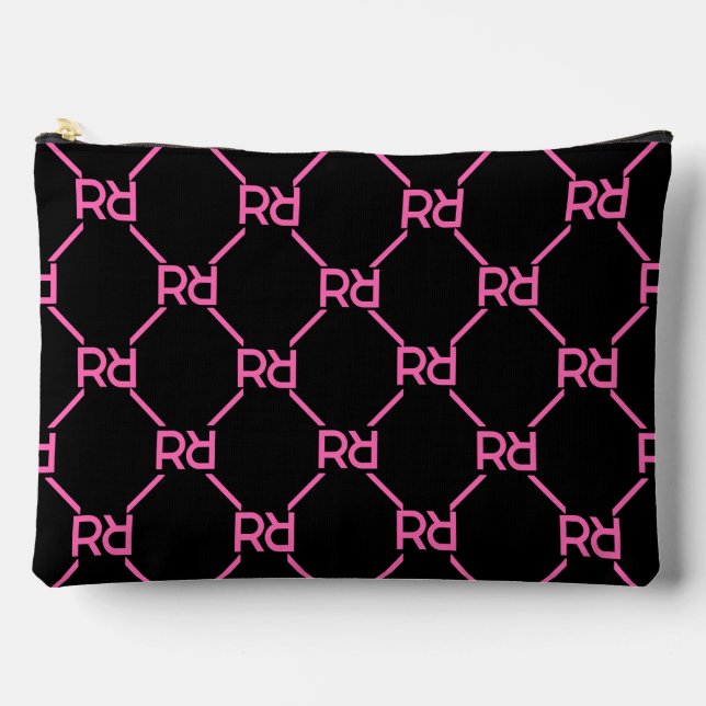 Pochette À Accessoires Chaud rose noir Monogramme Nom Girl's Initial Luxu (Recto)