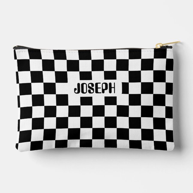 Pochette À Accessoires Checkerboard Personalized Name Pencil Case (Verso)