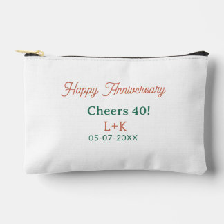 Pochette À Accessoires Cheers 40 joyeux anniversaire orange vert nom date