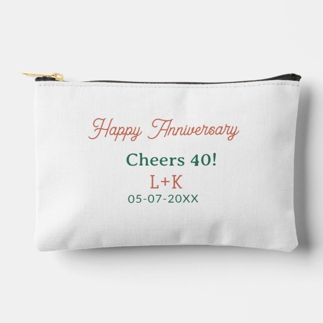 Pochette À Accessoires Cheers 40 joyeux anniversaire orange vert nom date (Recto)