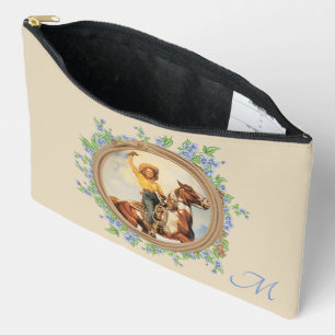 Pochette À Accessoires Cheval vintage Western Cowgirl Avec Fleurs De Cord