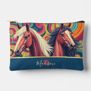 Pochette À Accessoires Chevaux Brown sur le nom coloré du motif