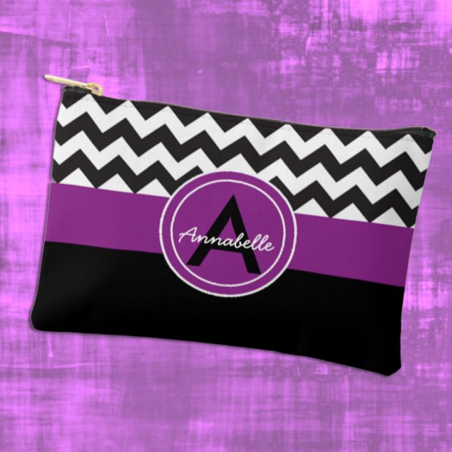 Pochette À Accessoires Chevron Noir Violet (Créateur téléchargé)