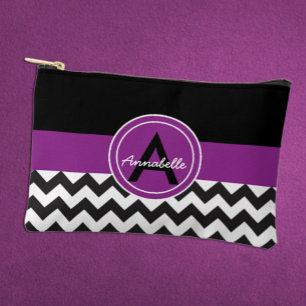 Pochette À Accessoires Chevron violet noir