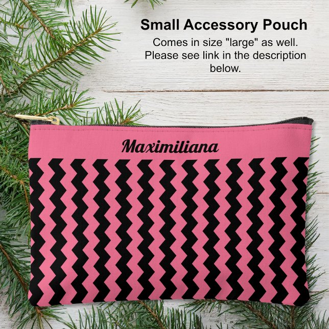 Pochette À Accessoires Chevrons roses et noirs - PETITE valise d'accessoi (Small Accessory Pouch - Pink and Black Chevrons by Leapfroglisics Shop)