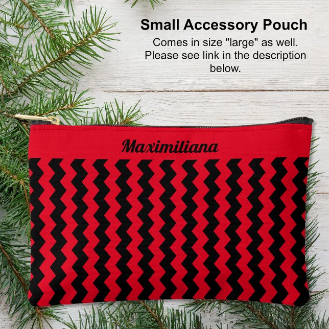 Pochette À Accessoires Chevrons rouges et noirs - PETITE valise d'accesso (Small Accessory Pouch - Red and Black Chevrons by Leapfroglisics Shop)