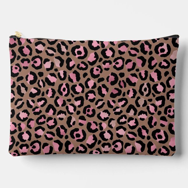 Pochette À Accessoires Chic mocha mousse rose noir léopard motif (Recto)