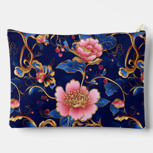 Pochette À Accessoires Chic rose cobalt bleu motif floral