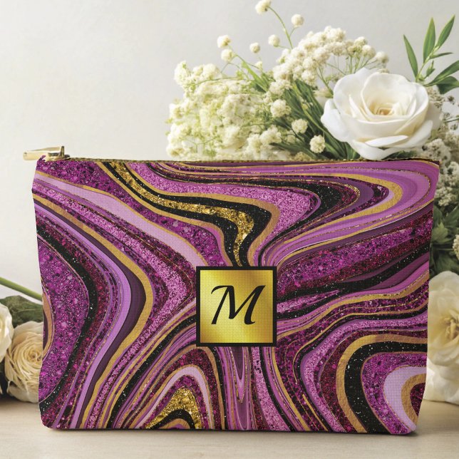 Pochette À Accessoires Chic Sparkle Parties scintillant marbre art rose o (Créateur téléchargé)