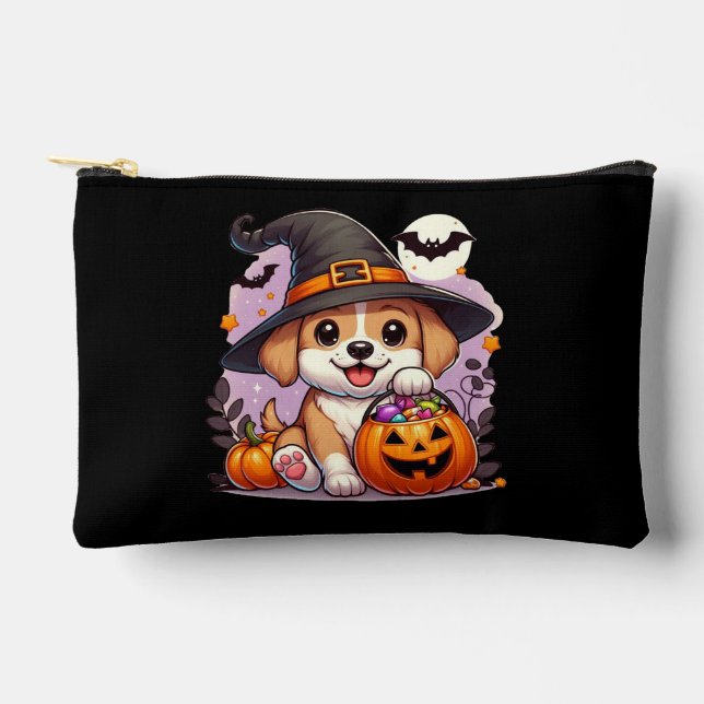 Pochette À Accessoires Chien/chiot d'Halloween mignon (Recto)