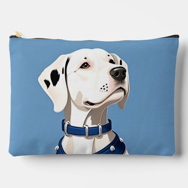 Pochette À Accessoires Chien Dalmatien Avec Collier Bleu (Recto)