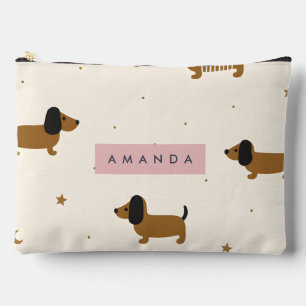 Pochette À Accessoires Chien de race Dachshund Brun Mignon Personnalisé