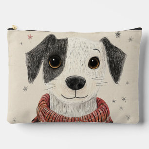 Pochette À Accessoires Chien en pull noir et blanc avec neige