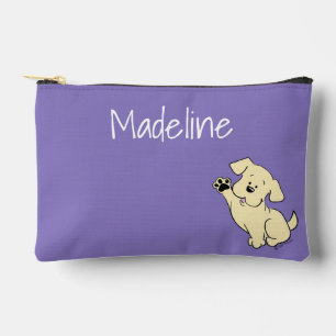 Pochette À Accessoires Chien Labrador Jaune Personnalisé Violet Mignon 