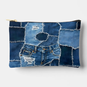 Pochette À Accessoires Chien Patchwork Art Denim
