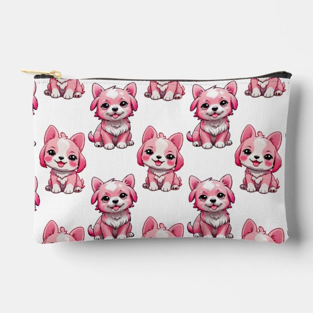 Pochette À Accessoires Chien rose Motif design - blanc (Recto)