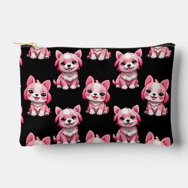 Pochette À Accessoires Chien rose Motif design - Noir (Recto)