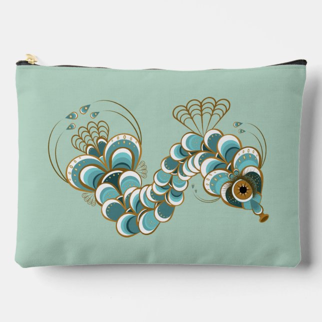 Pochette À Accessoires Chimera - Peacock Seahorse Pistachio Grand Pouch (Recto)