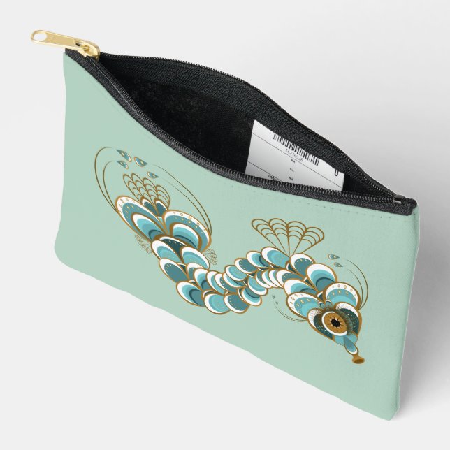 Pochette À Accessoires Chimera - Peacock Seahorse Pistachio Petit Pouch (Ouvrir)