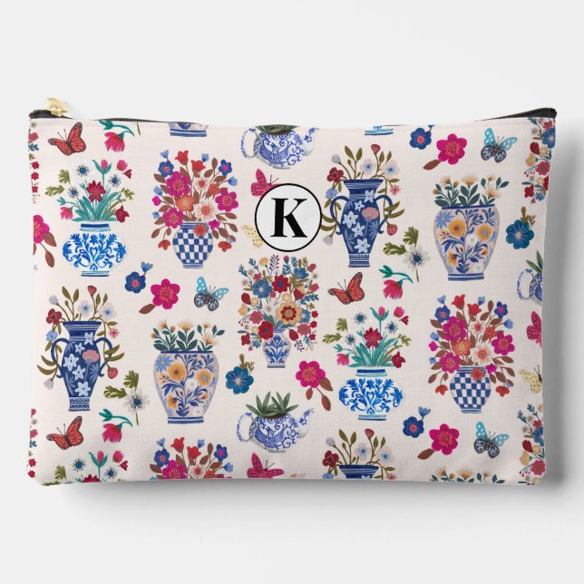Pochette À Accessoires Chinoiserie Floral Monogram Cosmetic Makeup Bag (Recto)