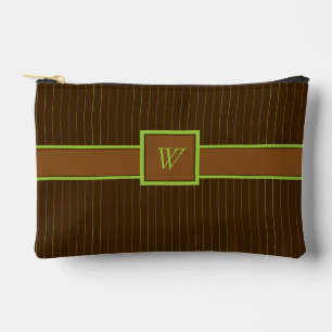 Pochette À Accessoires Chocolat avec rayures au citron vert