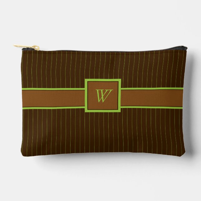Pochette À Accessoires Chocolat avec rayures au citron vert (Recto)
