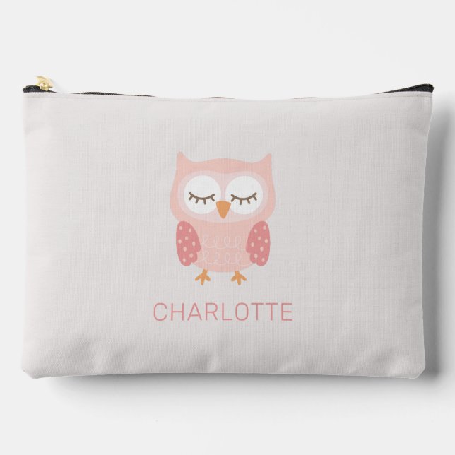 Pochette À Accessoires 'Chouette rose', filles customisées mignonnes et c (Recto)