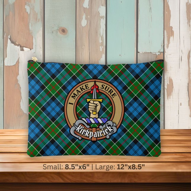 Pochette À Accessoires Cimier du clan Kirkpatrick sur tartan (Créateur téléchargé)