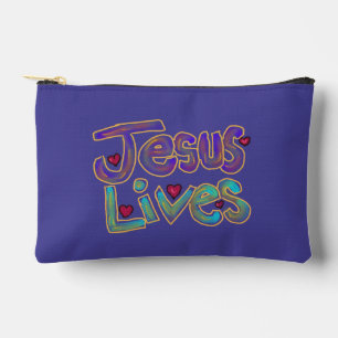 Pochette À Accessoires Citation Chrétien ‘Jésus Vit’ Nom Personnalisé