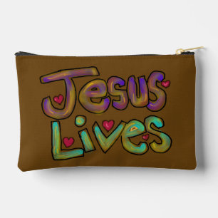 Pochette À Accessoires Citation chrétienne ‘Jésus vit’ Floral