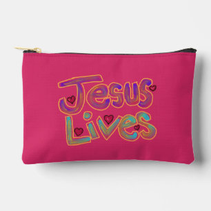 Pochette À Accessoires Citation Chrétienne ‘Jésus Vit’ Nom Personnalisé