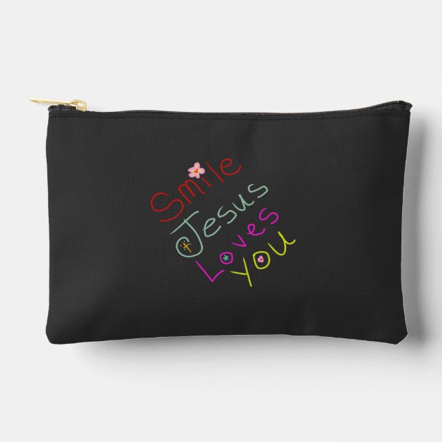 Pochette À Accessoires Citation chrétienne « Souriez, Jésus vous aime » (Recto)