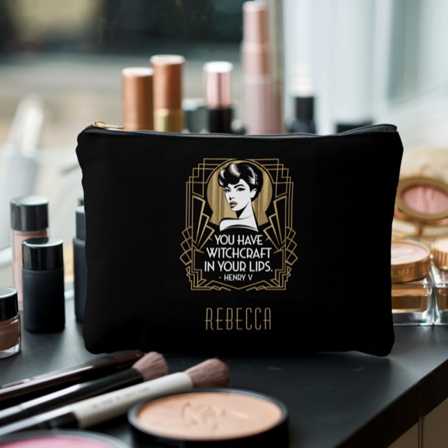 Pochette À Accessoires Citation de typographie moderne tendance Gold noir (Créateur téléchargé)