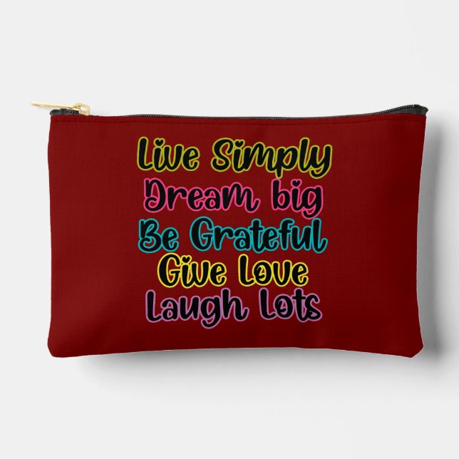 Pochette À Accessoires Citation Motivante Vivre Simplement Rêver Donner A (Recto)