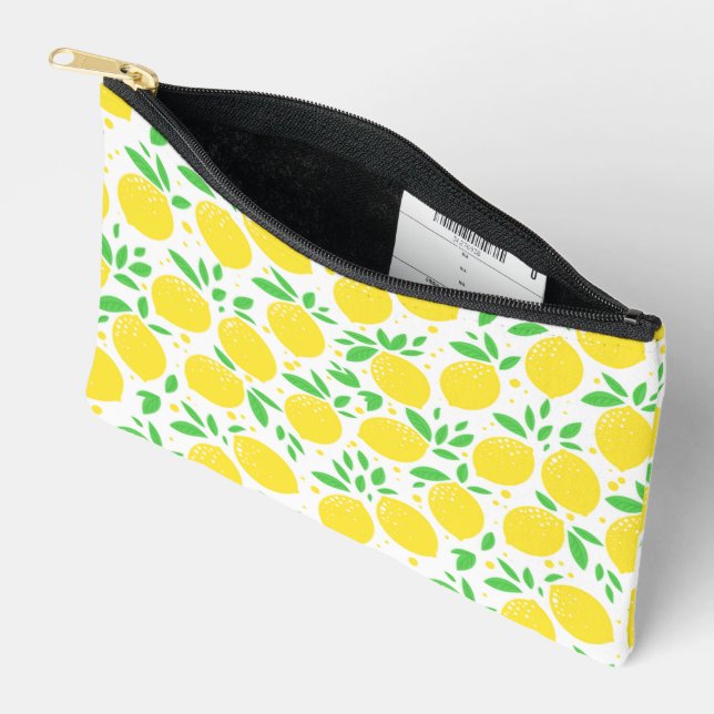 Pochette À Accessoires Citrons jaunes design frais (Ouvrir)