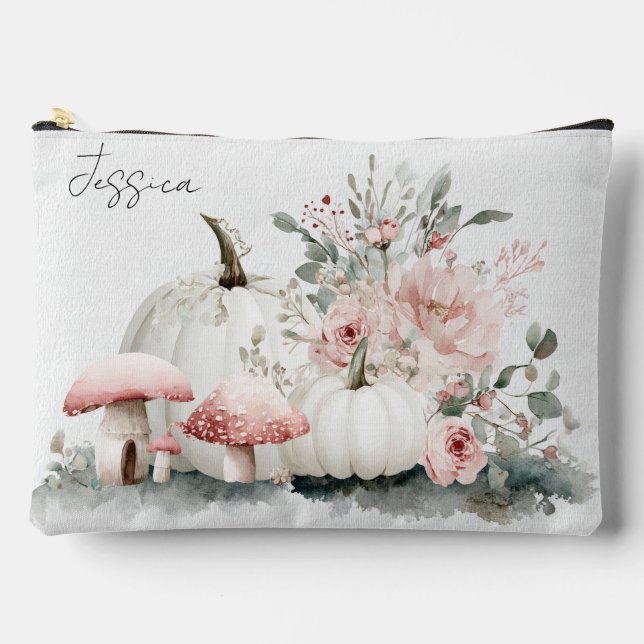 Pochette À Accessoires Citrouilles et fleurs d'automne (Recto)