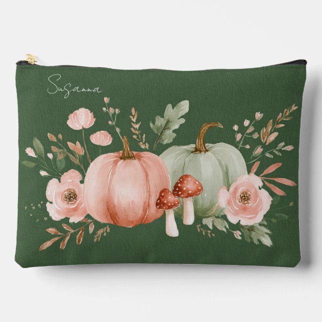 Pochette À Accessoires Citrouilles et fleurs d'automne (Recto)