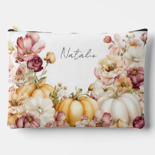 Pochette À Accessoires Citrouilles et fleurs d'automne