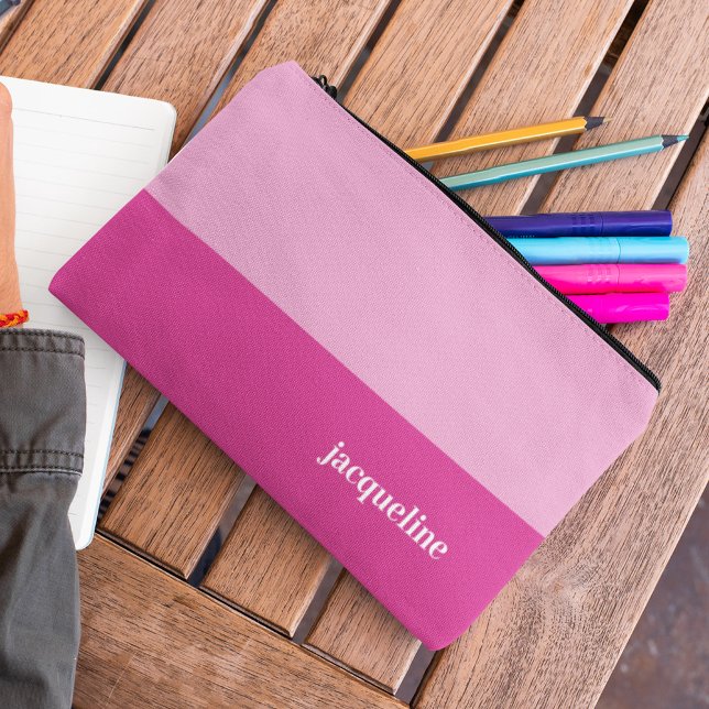 Pochette À Accessoires Clair rose foncé Style simple Nom personnalisé (Créateur téléchargé)