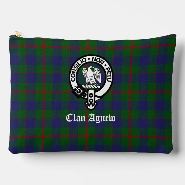 Pochette À Accessoires Clan Agnew Crest Badge et Tartan (Recto)