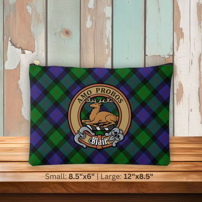 Pochette À Accessoires Clan Blair Crest sur Tartan (Créateur téléchargé)