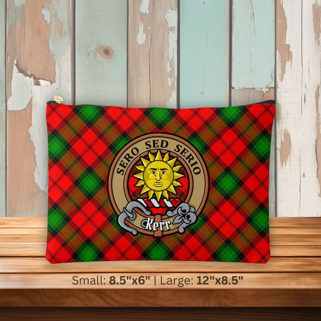 Pochette À Accessoires Clan Kerr Crest sur Tartan (Créateur téléchargé)