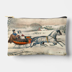 Pochette À Accessoires Classique 1853 Traîneau Currier Ives Route Hiver