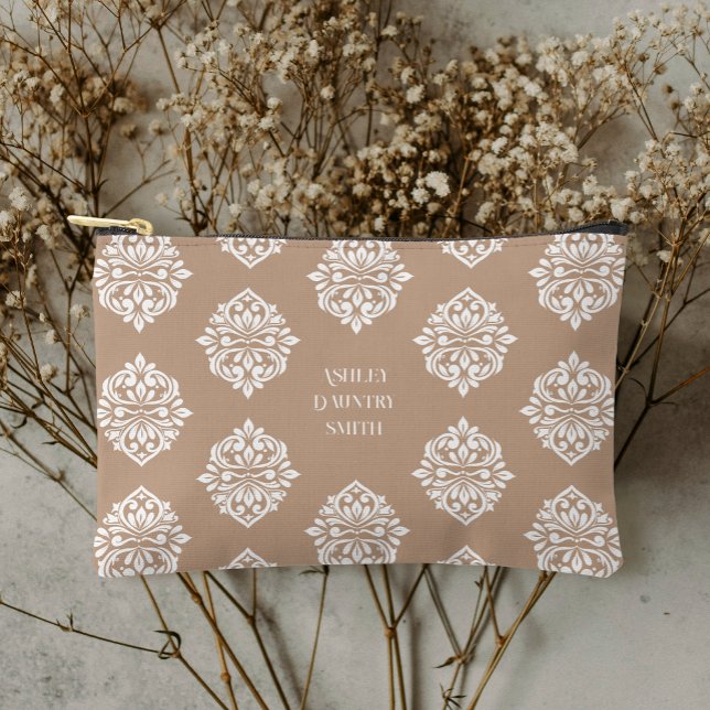 Pochette À Accessoires Classique Damask Regency Beige (Créateur téléchargé)