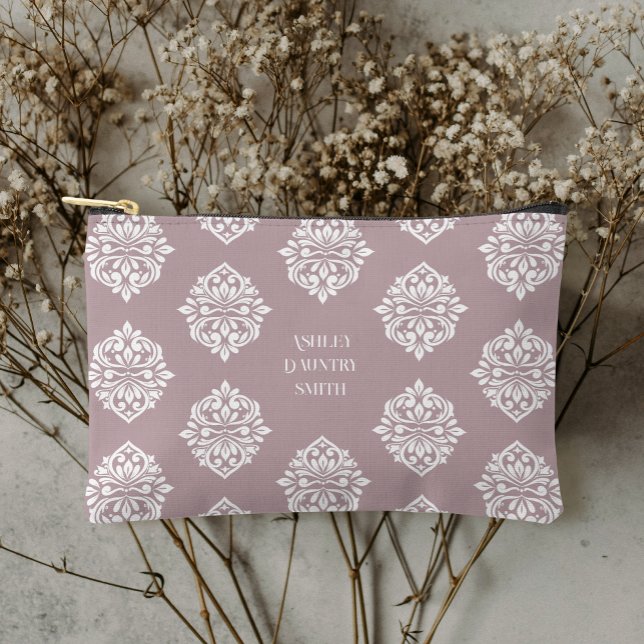 Pochette À Accessoires Classique Damask Regency Toscane rose pâle (Créateur téléchargé)