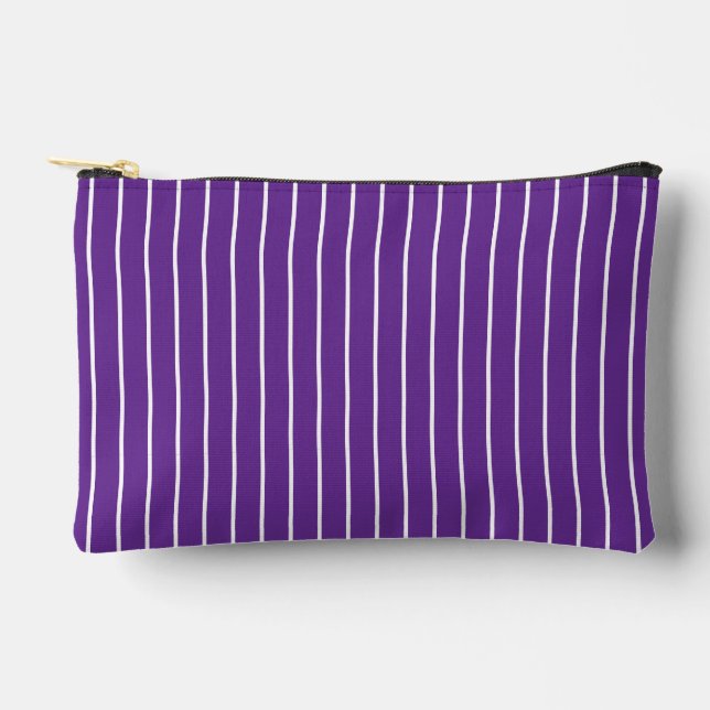 Pochette À Accessoires Classique Mignon Rayures Violettes et Blanches (Recto)
